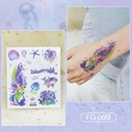 Glitter mermaid temporary tattoo stickers with colorful sea shells and marine patterns - FG-099 (Dreamy Mermaid)