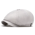 Gorra de repartidor gris claro con textura tejida y estilo británico vintage - Ajustable / Gris claro
