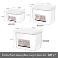 Three-piece set of frosted food storage bins with white lids in 800ml to 3600ml sizes - Food Storage Box - Large 3-Piece Set
