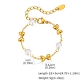 Détail d'un bracelet doré pour filles avec perles, nœuds et gravure poinçon K18 - Enfants-Nœud Perle Artificielle (BR-2194G01) / Or