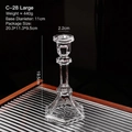 European style clear glass candle holder for dinner tables with 19.5cm height - Hexagonal Glass Candle Holder - Large / Clear