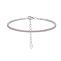 Adjustable S925 sterling silver tennis bracelet with 1.5mm pink cubic zirconia stones - Platinum 1.5mm Pink Zirconia (16.5+5cm)