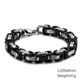 Men's 8mm two-tone stainless steel Byzantine chain bracelet with lobster clasp - Black and Silver Thick Style (KB106716-Z)