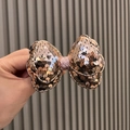 Barrette à cheveux avec nœud en paillettes or rose et centre scintillant rose - Style de Barrette / Champagne