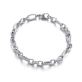 Pulsera de acero inoxidable plateado con eslabones ovalados texturizados y redondos - Pulsera / 190*6mm / Color Acero
