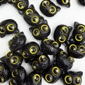18mm black acrylic cat head beads with yellow eyes for DIY bracelets and keychains - Black Cat Yellow Eyes