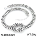 Silver geometric box chain necklace with knot detail and extension chain in silver finish - 6mm Steel Color Necklace (KN295318-Z)