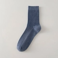 Classic denim blue cotton crew sock with ribbed texture for sports and business - One Size / Denim Blue