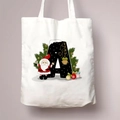 Kerst canvas shopper met letter A en feestelijke illustraties van de kerstman - Letter A