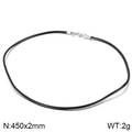Black 2mm wax cord necklace with silver lobster clasp 45cm length for unisex jewelry - Black Wax Rope with Silver Clasp (KN201950-Z)