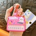 Porte-clés piano rose créatif avec petit chien mignon et touches de musique numérotées - Pendentif Piano Chiot / Rose