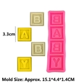 Pink silicone baby block mold for cake fondant and DIY chocolate alphabet crafts - Style 6 (BABY Letters Mold) / Pink