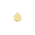 Detalle de un colgante redondo de cara sonriente dorada con acabado de espejo para joyería - 8mm / Dorado