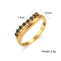 Gold stainless steel double-layer ring featuring green zircon stones and sizing info - US 6 / Green Zircon Style