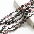 Rhombus crystal glass beads in black and iridescent purple for DIY jewelry crafts - Half Gun Black Purple