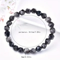 Bracelet en perles d'agate noire à facettes de 8mm avec une circonférence de 18,5cm - Obsidienne