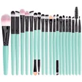 20-piece mint green makeup brush set including powder, eye shadow and foundation tools - Mint Green Handle + Black Tube