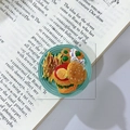 3D miniature hamburger and fries food fridge magnet on a blue plate, 5.3cm diameter - Fries and Burger Platter