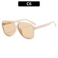 Occhiali da sole aviator oversize color crema vintage con lenti ambrate - Montatura Bianco Sporco / Lenti Tè
