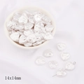 14x14mm perlmuttweiße Herzperlen aus ABS mit Perlglanz für DIY-Schmuckherstellung - Stil 19 Flaches Herz 14x14mm Weiß 10 Stk./Packung