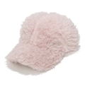 Detail of soft pink plush baseball cap showing fluffy faux fur texture and material - M(56-58cm) / Pink
