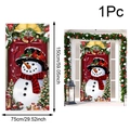 Detailed size chart showing 75x150cm Christmas snowman door flag hanging decoration - 75x150cm / Snowman with Plaid Scarf