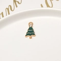 Green enamel Christmas tree charm with golden border and sparkling rhinestone inlay - 20# Christmas Tree (11*21mm)