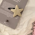Cute star shaped hair clip in beige matte finish with a minimalist metal duckbill base - Beige Star