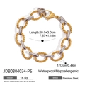 Detail of 18K gold and silver two-tone stainless steel chain link bracelet with lobster clasp - Gold and Silver Mix Style (JDB0304034-PS)
