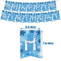 Blue snowflake Happy Birthday banner set with 5.4x7.6 inch flags for party decoration - Snowflake Banner