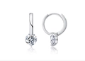 Elegant 925 silver hoop earrings with a brilliant round-cut moissanite stone - E13920 Hoop Stud With GRA Certificate