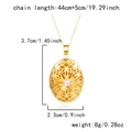 Detailed size chart for gold oval locket necklace with vintage floral hollow pattern - Stainless Steel / Vintage Hollow Oval / Gold