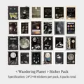 Vintage Interstellar ruimtevaart postzegel stickers set met 48 maan en astronaut thema's - Zwerfplaneet (48 Stuks)