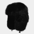 Dettaglio della pelliccia sintetica ad alta densità e fibbia regolabile su questo cappello - Nero