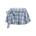 Ensemble haut dos nu et jupe à carreaux bleus avec détail de grand nœud papillon - S / Jupe à Carreaux Bleu Marine