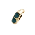 Goldener Ring mit zwei grünen Emaille-Herzen auf einer dicken polierten Ringschiene - Grün / Einstellbar Offen
