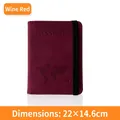 Porta passaporto in pelle PU bordeaux con mappa del mondo goffrata ed elastico - Borgogna