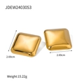 18K gold plated stainless steel square hoop earrings with rounded corners measurements - Gold(JDEW2403053)