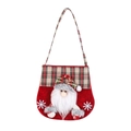 Christmas plaid gift bag with 3D Santa Claus figure made of red felt material - Santa Claus / Small