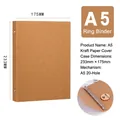 A5 Kraft paper 20-ring binder cover with metal mechanism and 233x175mm dimensions - A5 Kraft Paper Shell (20-Hole)