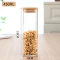 450ML square borosilicate glass jar with bamboo lid for tea storage, 18cm height - Diameter 60*Height 180 450ml With Bamboo Lid