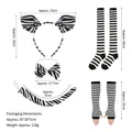 5-piece zebra costume set with ears headband, bow tie, tail, striped socks and gloves - 5pcs Zebra Set (Sponge Ears + Sleeves + Socks)
