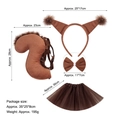 Brown squirrel costume set for girls including ears headband tail and tutu skirt - Brown Squirrel Ears 3pcs Set + Brown Tutu Skirt