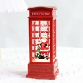 Christmas red telephone booth lantern with Santa Claus and sparkling glitter effect - Telephone Box Water-filled Santa Claus