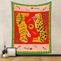 Bohemian style tapestry featuring tiger and leopard with Big Cats Don't Cry quote art - Tiger & Leopard BIG CATS (GT520-4)