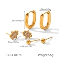 Détails du lot de 3 paires de boucles d'oreilles dorées avec dimensions des anneaux - Boucles d'Oreilles Créoles et Puces Main de Fatma Dorées Lot de 3 Paires (HC-E10876)