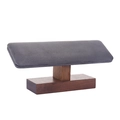 T-shaped solid wood jewelry stand with grey velvet cushion for watches and bracelets - Walnut Base Grey Velvet