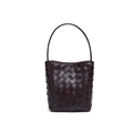 Mini sac seau bordeaux tissé à la main avec motif artisanal Intrecciato élégant - Violet Raisin
