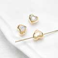 Macro view of 18k gold plated heart spacers with blue cubic zirconia for DIY jewelry - 2# 18K Gold - Light Blue Zircon