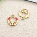 DIY Goldlegierung Krabben Anhänger mit rotem Emaille-Tropfen für Schmuckbau - 1 Stk. KC Gold Rundes Schwein